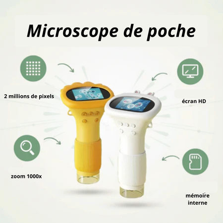 Mivaly-microscope portable 1000× avec LED pour enfants